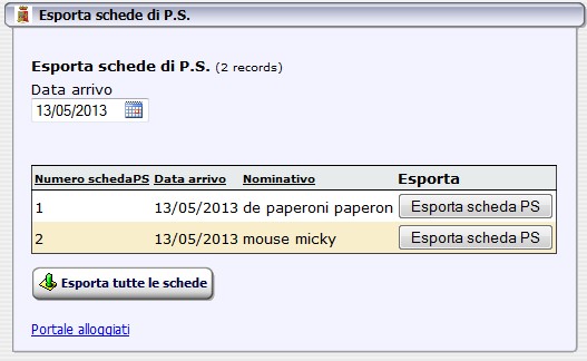 Esporta Schede PS